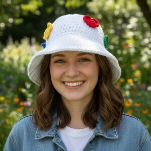 Handmade Heart-Embellished SBucket hat Hat